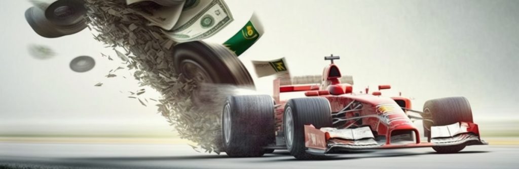 F1 Car Flying Money